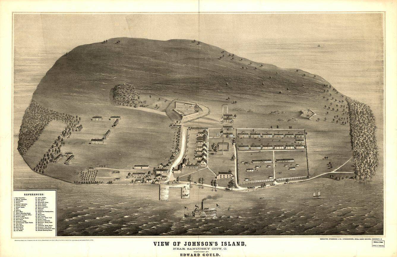 Gould Print, 1865, showing layout of the Johnson's Island prison